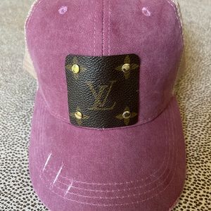 Upcycled patch distressed trucker hat. New. Never worn.